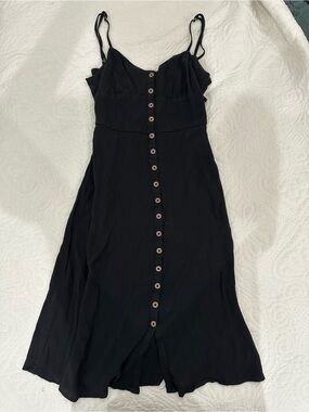Forever 21 Black Button-Front Midi Dress